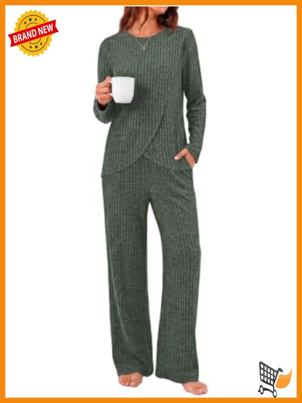 Womens 2 Piece Lounge Set Polyester Rayon Spandex Puff Sleeve Shirt & Pants
